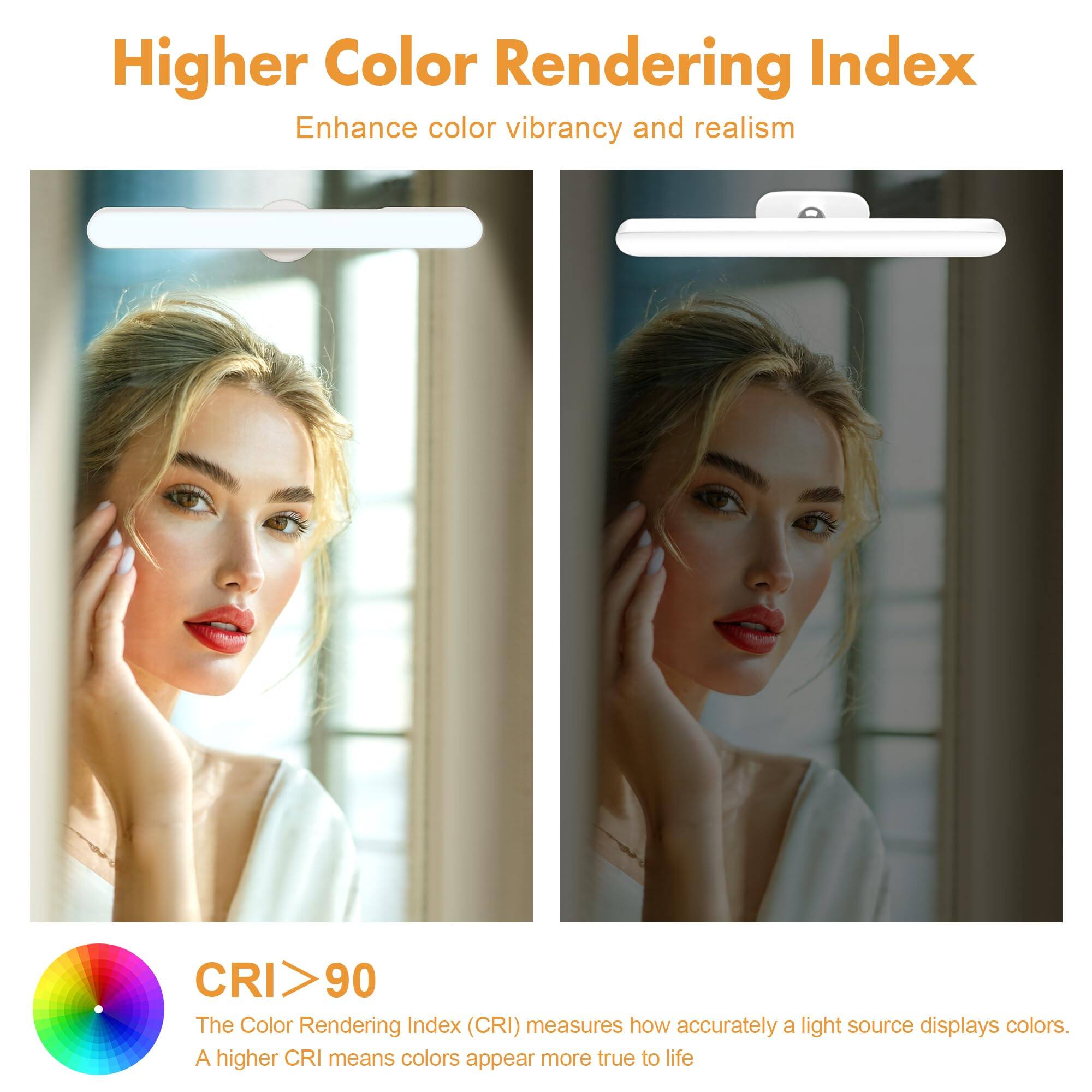 Higher Color Rendering Index  
Enhance color vibrancy and realism  

CRI > 90  
The Color Rendering Index (CRI) measures how accurately a light source displays colors. A higher CRI means colors appear more true to life.