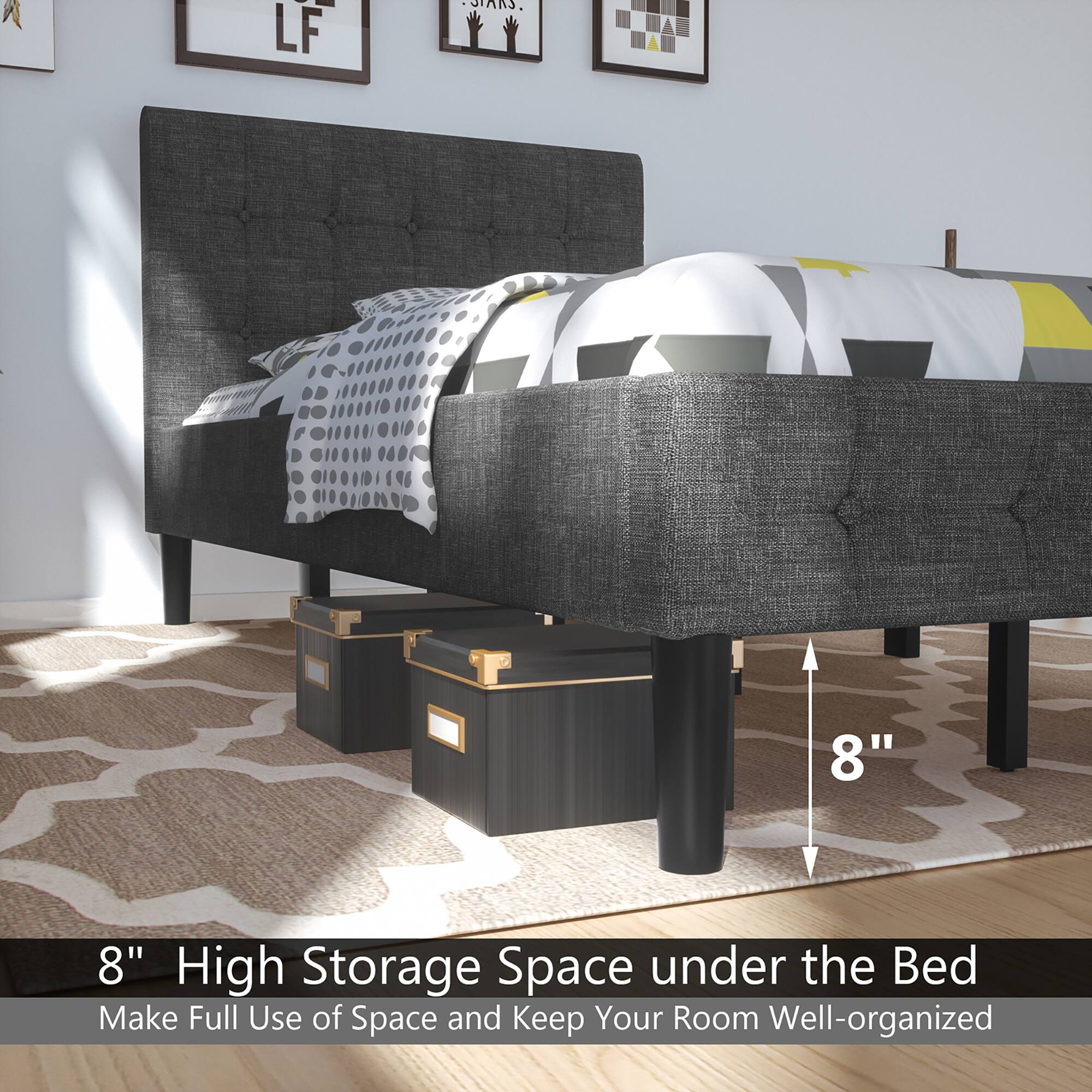 8" High Storage Space under the Bed, Make Full Use of Space and Keep Your Room Well-organized, K - LF SIARS