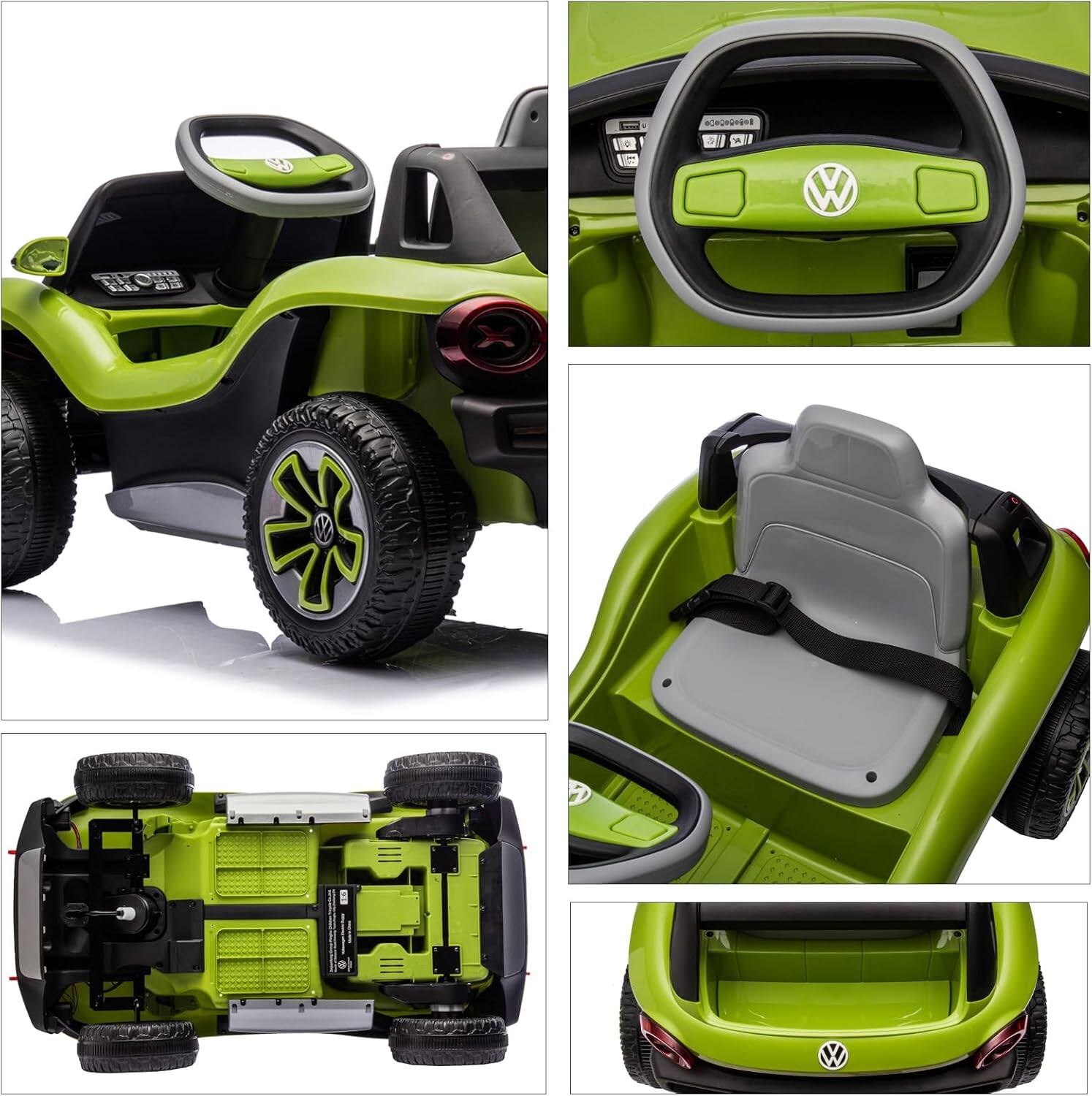 Alt View 1. Electrodes Masters - Kids Electric Vehicle Licensed Volkswagen | 12V Ride-On Toy with Remote Control | LED Lights, MP3, and Bluetooth | for - Green.