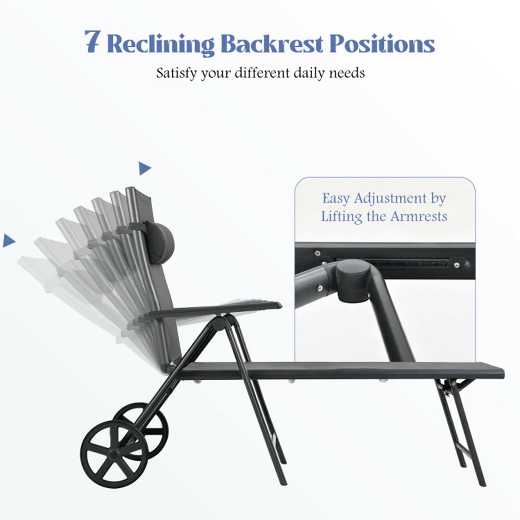 7 Reclining Backrest Positions  
Satisfy your different daily needs  

Easy Adjustment by Lifting the Armrests