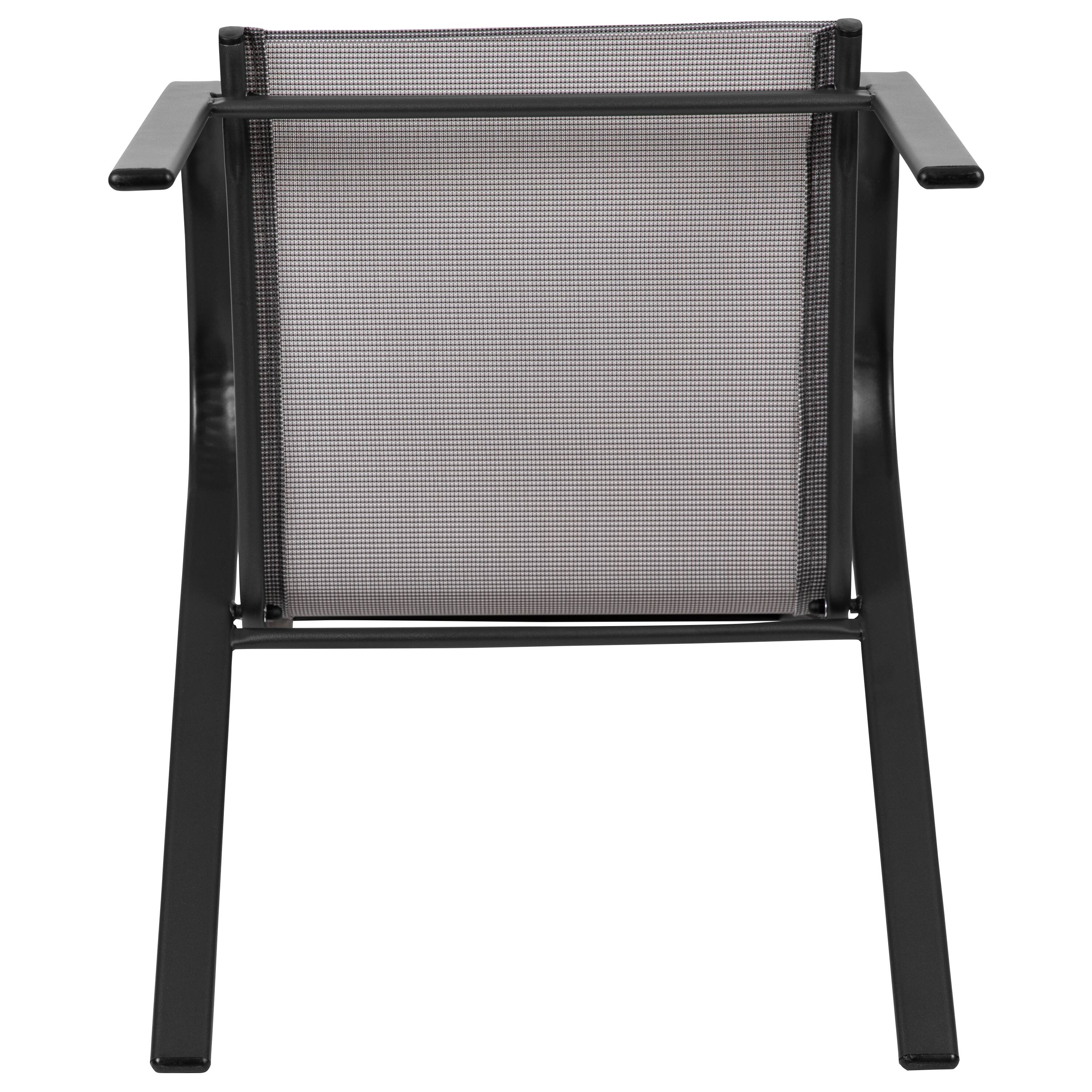 Alt View 10. Emma + Oliver - 5 Pack. Outdoor Stack Chair with Flex Comfort Material and Metal Frame - Gray.