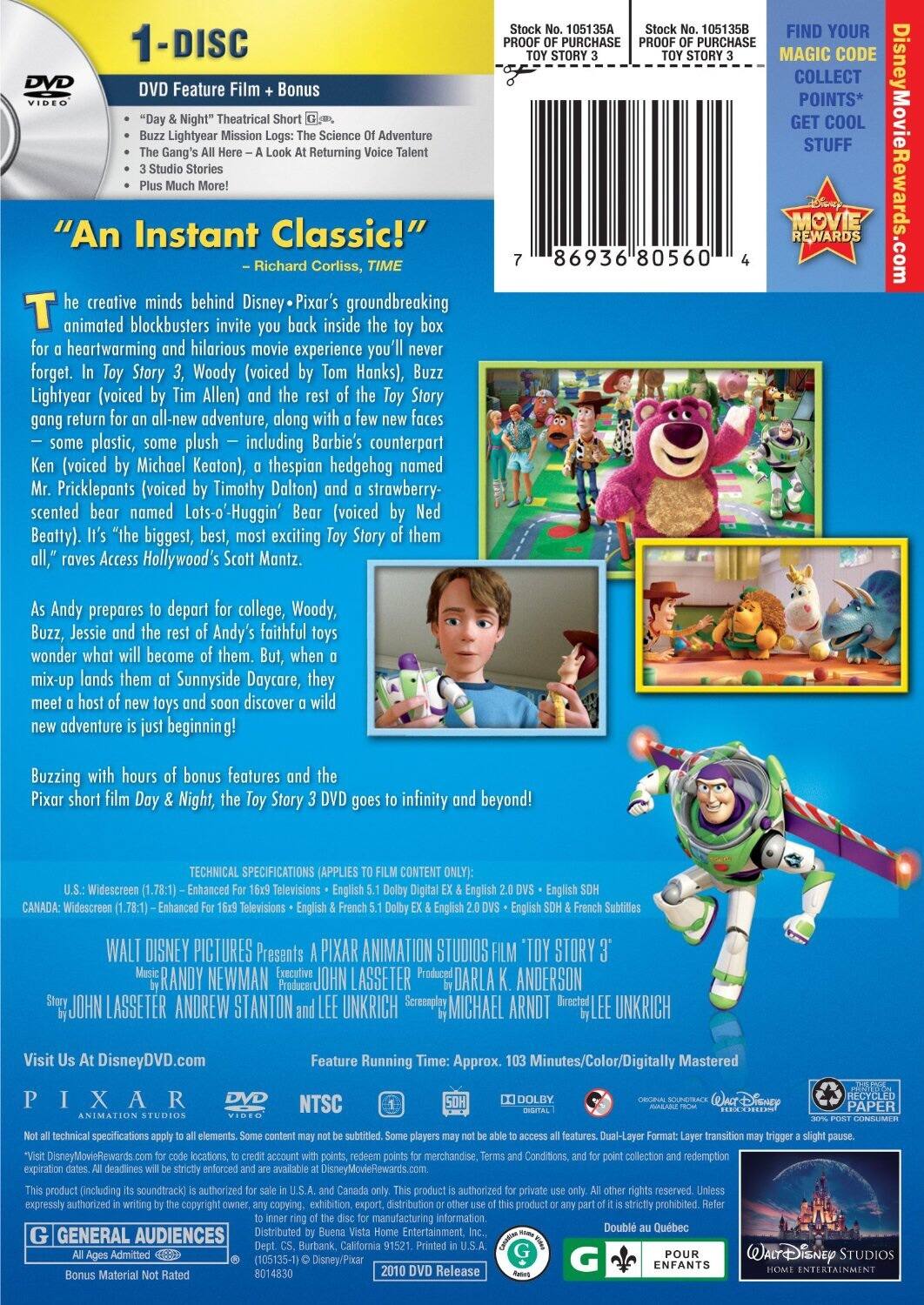 Alt View 1. Toy Story 3   - DVD.
