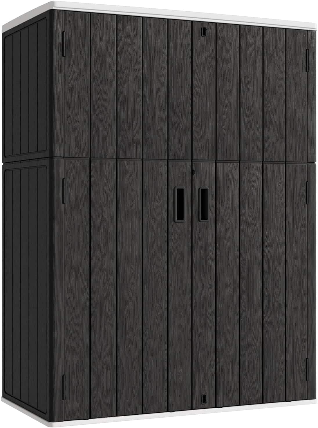 Front. Decksplore - Lockable Outdoor Vertical Storage Shed,57 Cu.ft Outdoor Storage Cabinet Waterproof Suitable for gardens and patios - Black.