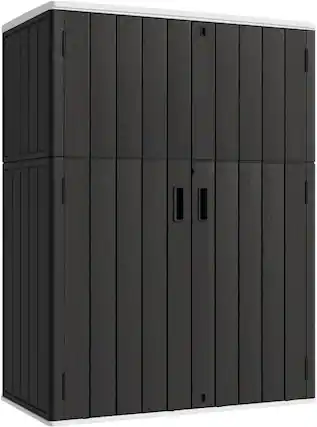 Front. Decksplore - Lockable Outdoor Vertical Storage Shed,57 Cu.ft Outdoor Storage Cabinet Waterproof Suitable for gardens and patios - Black.