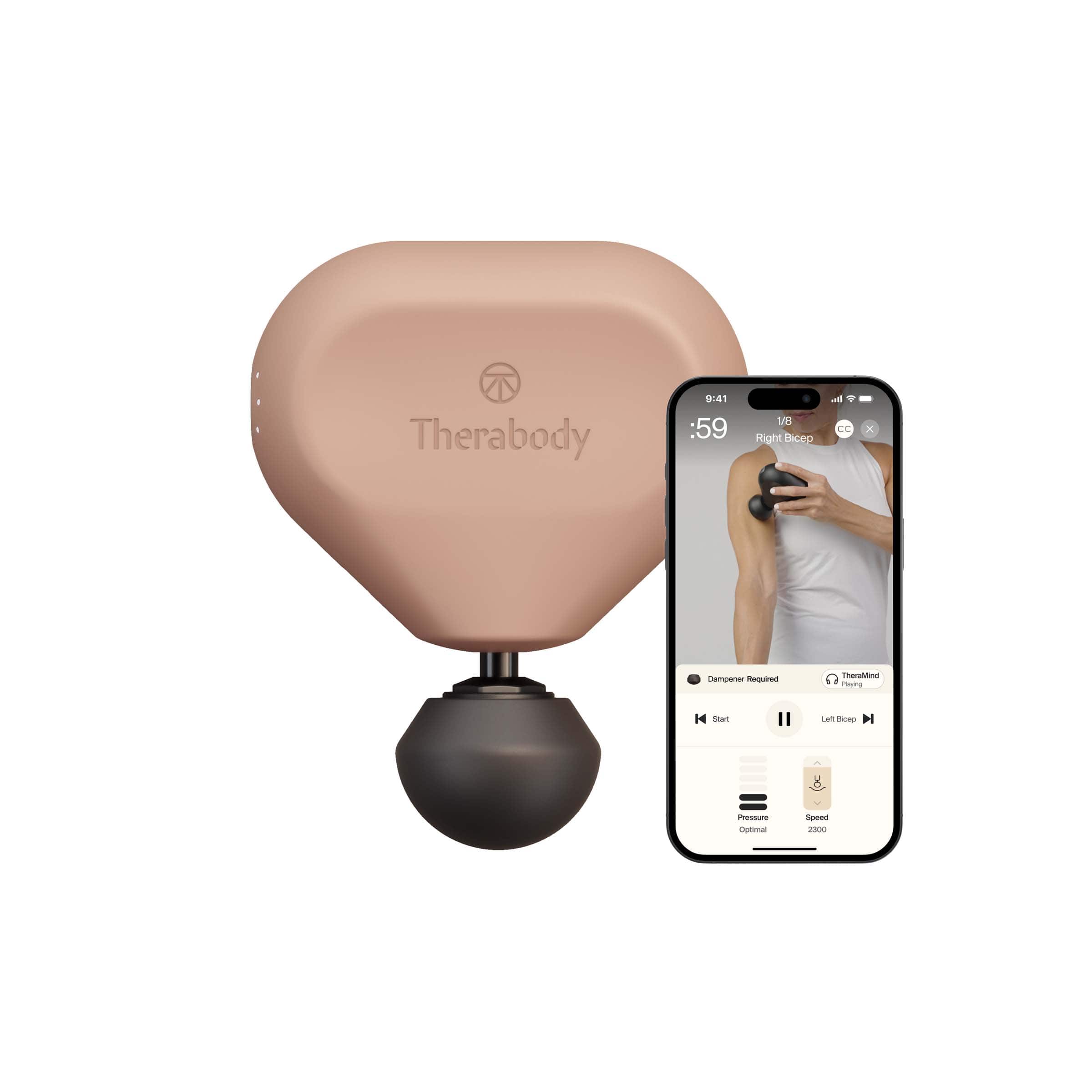 Therabody - Theragun Mini (3rd Generation) - Ultra-Portable Massage For Recovery Anytime, Anywhere - Desert Rose - Front_Zoom