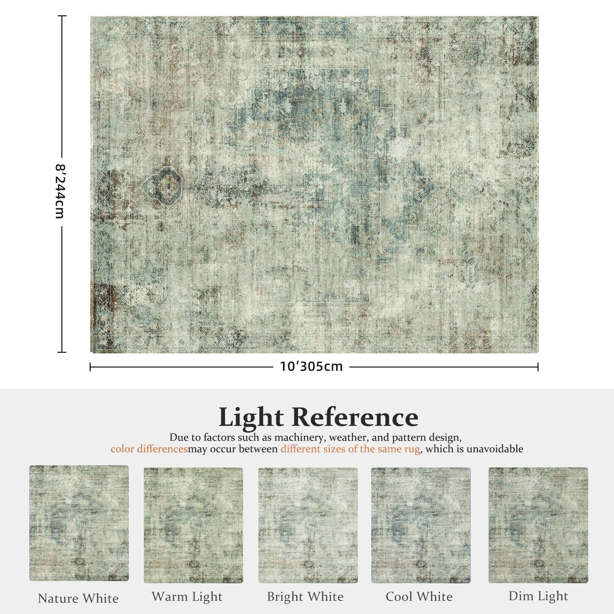 8'244cm 10'305cm Light Reference Due to factors such as machinery, weather, and pattern design, color differences may occur between different sizes of the same rug, which is unavoidable. Nature White Warm Light Bright White Cool White Dim Light