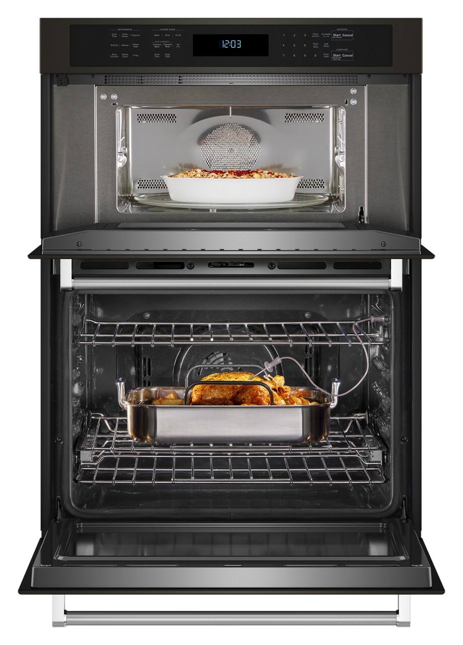 Alt View 13. KitchenAid - 30" Built-In Electric Convection Double Wall Combination with Microwave and Air Fry Mode - Black Stainless Steel.
