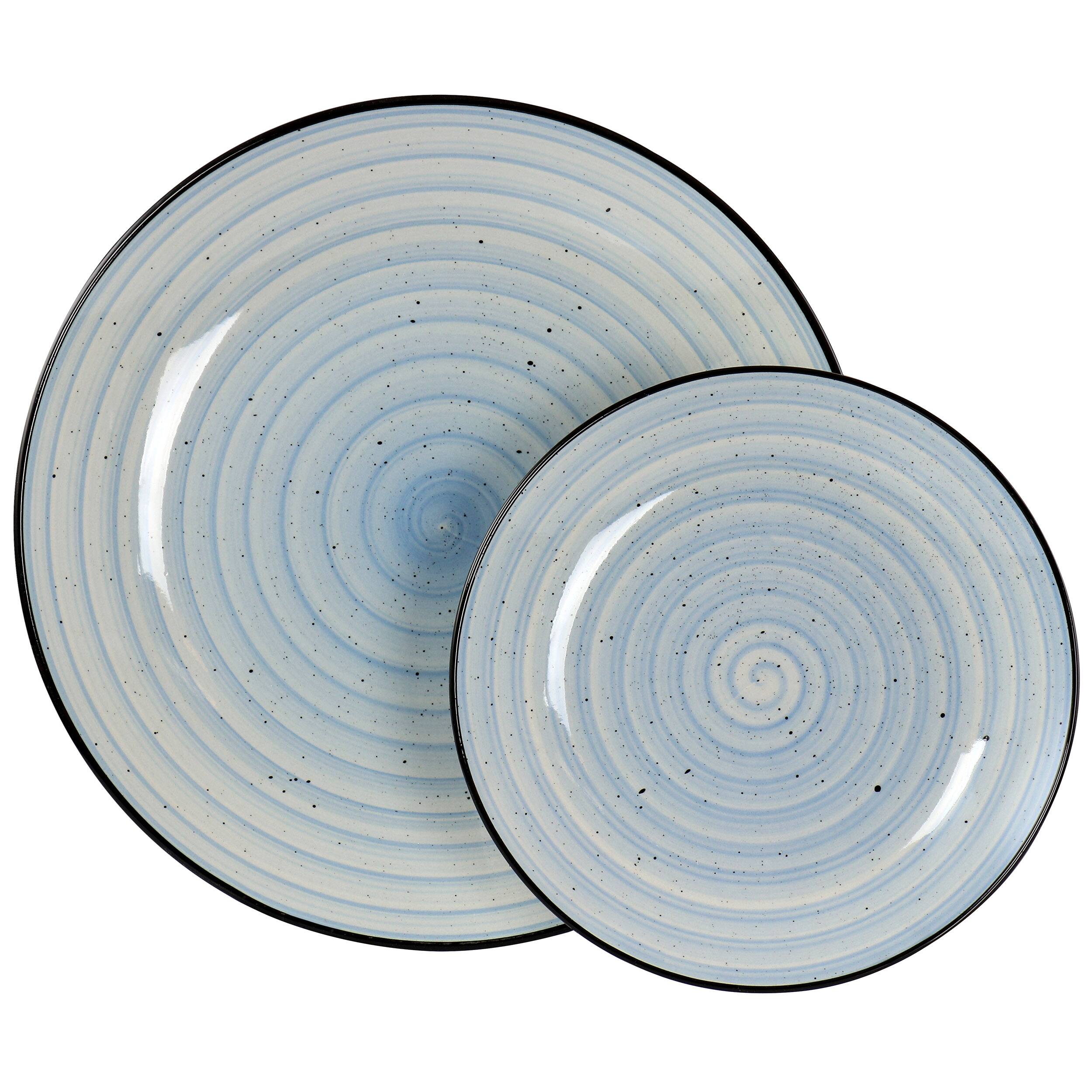 Alt View 2. Elama - Elama Gia 24 Piece Round Stoneware Dinnerware Set in Light Blue - Light Blue.
