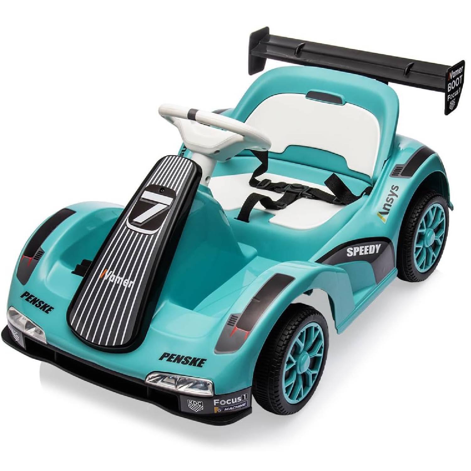 Qeetex - Kids Electric Go Kart, 6V Ride-On Racer Car Toy for Kids Best Gift - Blue