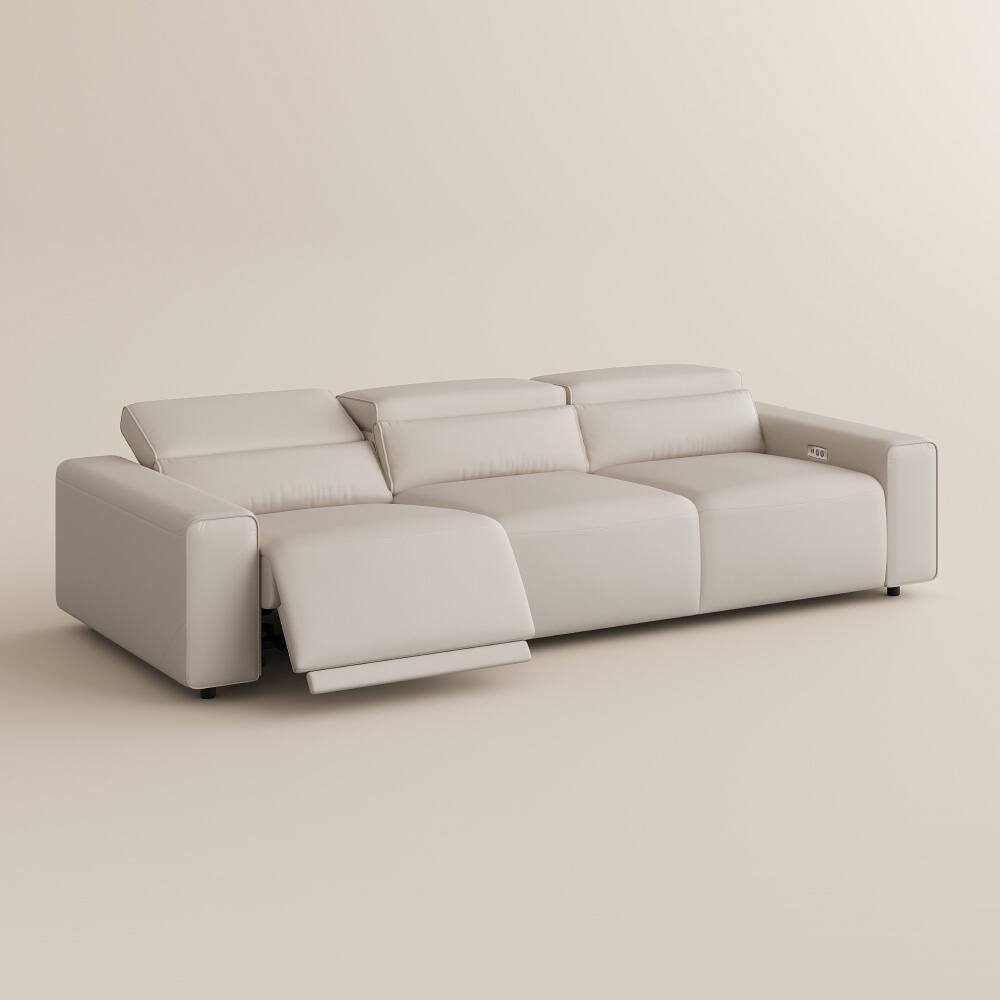Alt View 9. POVISON - 109" Modern Power Recliner Sofa  2 Deep Seat 90°-145° Recline, USB& USB-C Charging, Pet-friendly Couches, Black - Beige Sustainable Leather.