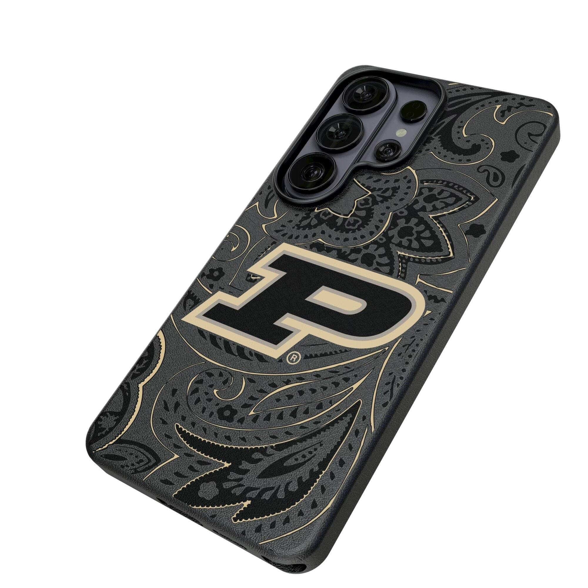 Alt View 1. Keyscaper - Purdue Boilermakers Paisley Galaxy Magnetic Bump Case - S24 - Black.