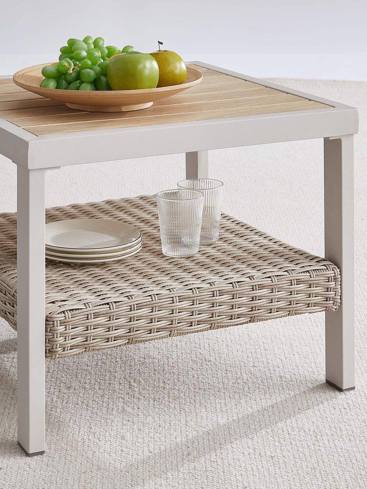 Angle. Songmics Home - SONGMICS HOME Sencillo Collection - Outdoor Steel Side Table, Bone Color - White.