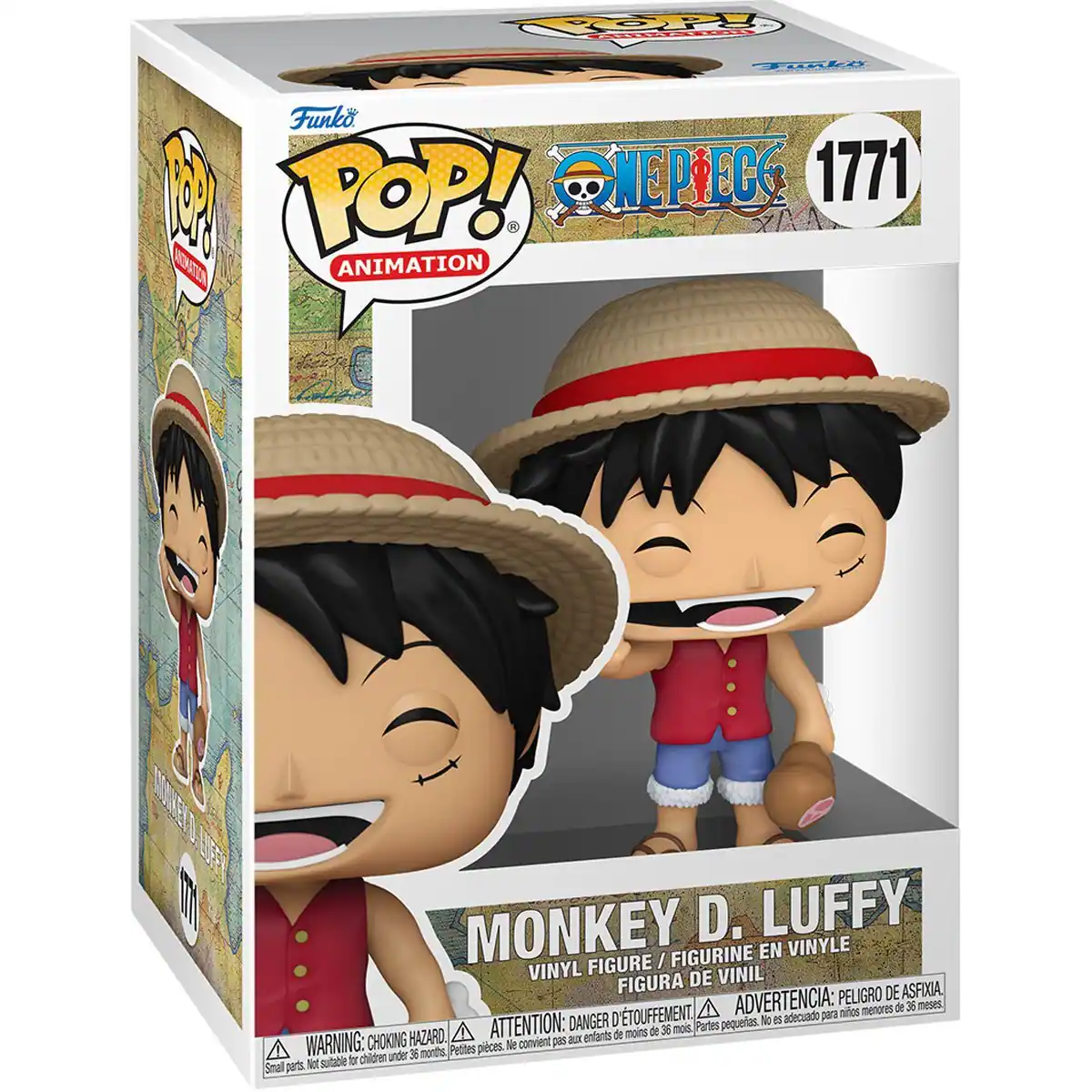 TO TO d  a Funko M POP! NEP.ECS 1771 men ANIMATION SRNETO LUF t MONKEY D. LUFFY FIGURINE EN VINYLE FIGURE / VINYL DE VINIL FIGURA PELIGRO DE DEASFIXIA TOUFFEMENT A ADVERTENCIA: para mios menores de 36 neses DANGER J pequeas. N  adecuado HAZARD ATTENTION: - entants de moins de 36 mois. Partes WARNING: CHOKING Pettes pieces.  convient pas chicen under 36 months Nof sutabie  Smal parts