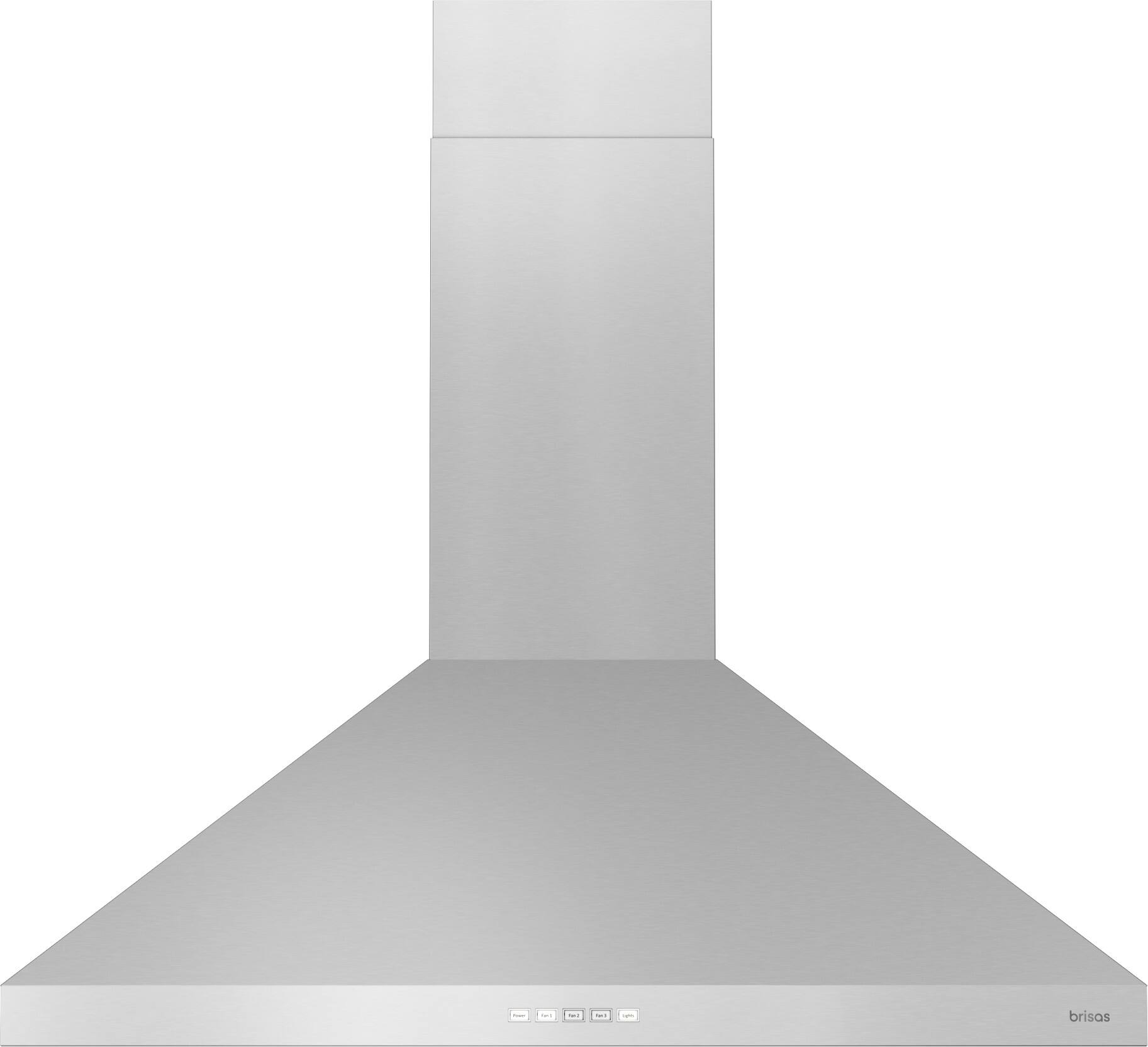 Front. Zephyr - Brisas 30 in. 600 CFM Traditional Wall Mount Range Hood with LED Lights - Stainless Steel + Glass.