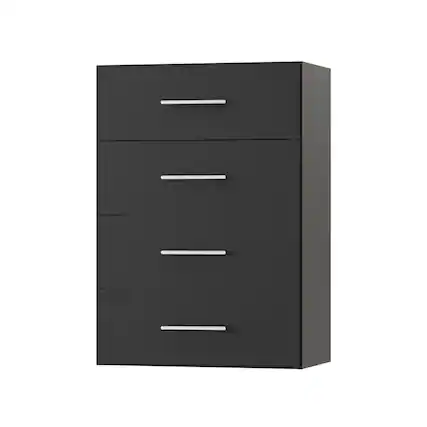 Front. Roomtec - Roomtec 19.5 in Black 4 Drawer Short Tower Closet Unit-Customizable Wall Mounted Modular Closet System Bedroom Closet - Black.