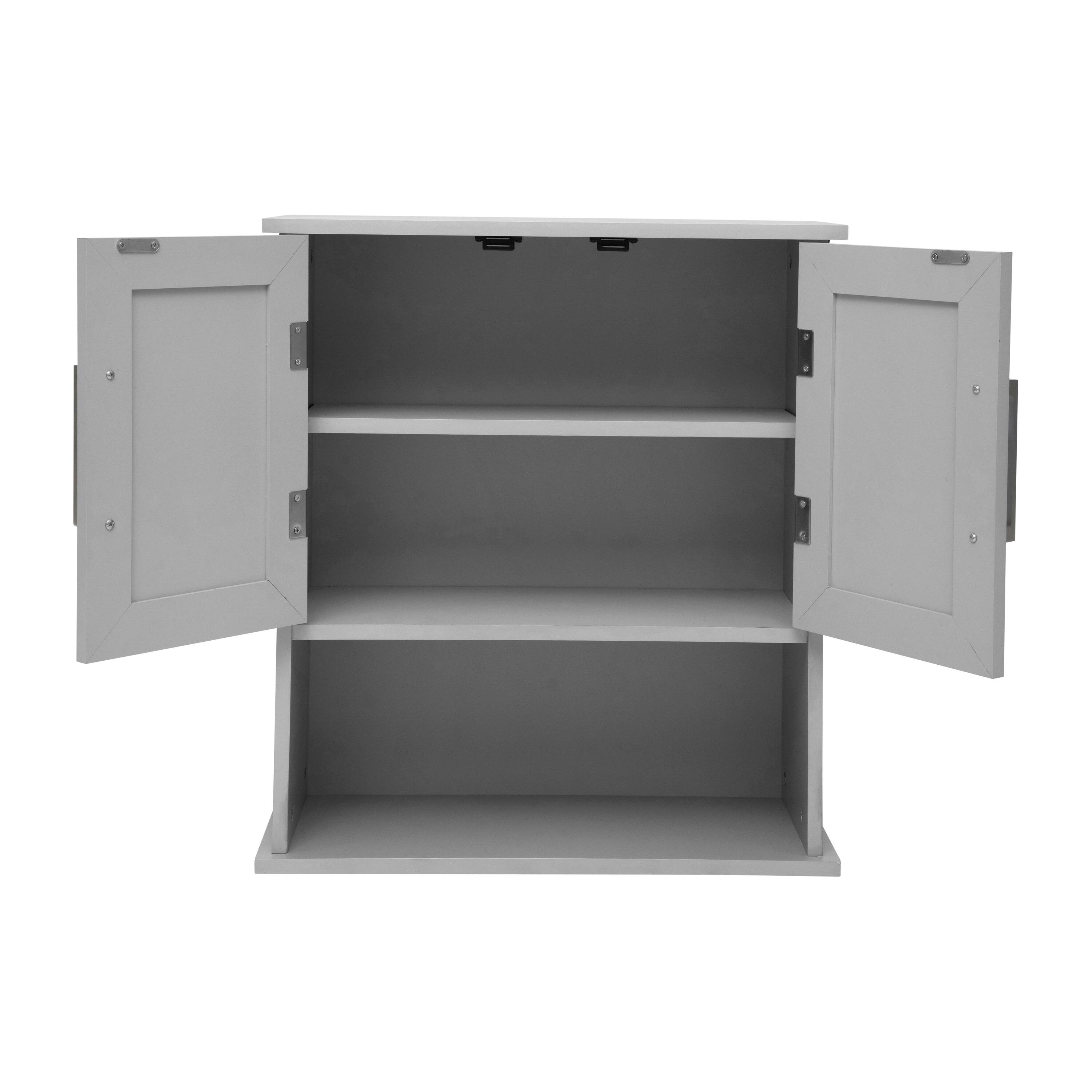 Alt View 9. Emma + Oliver - Modern Bathroom Wall Mount Medicine Cabinet with Magnetic Close Doors - Gray.