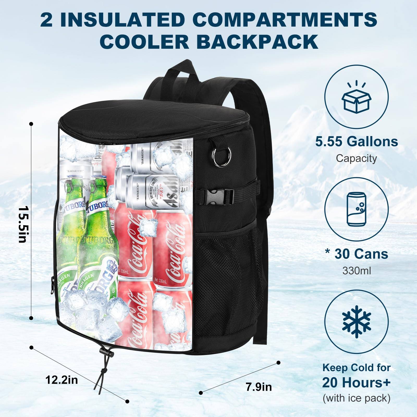 Cooler Backpack Insulated Leakproof Waterproof Backpack Cooler Bag 30 Cans, Large Capacity Lightweight Travel Camping Beach Backpack Cooler Ice Chest For Men And Women, Coolers & Cool Bags - Canada