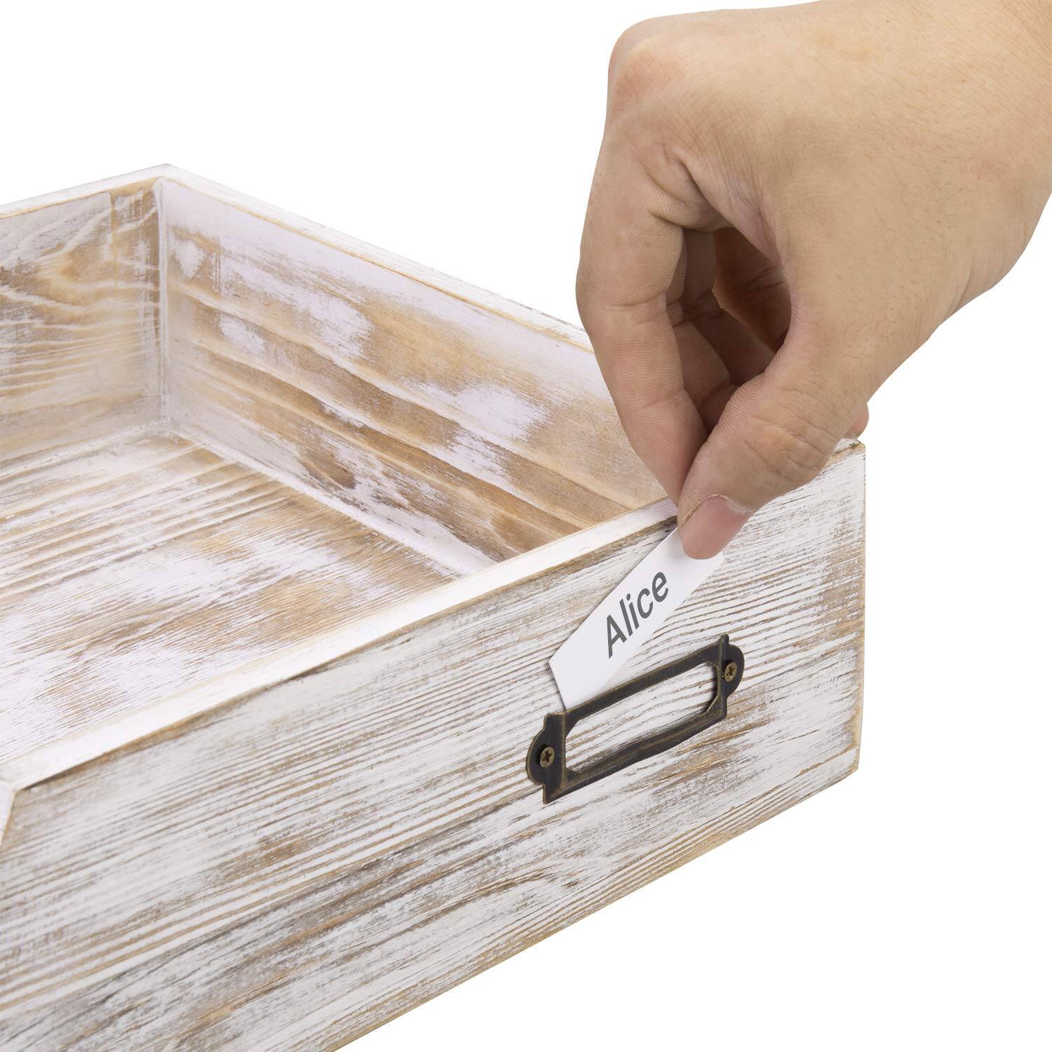 Alt View 6. Paradigms Interiors - Rustic Desktop Letter Tray - Shabby Whitewashed Wood Inbox Holder Desk Paper File Folder Organizer Box With... - Vintage.