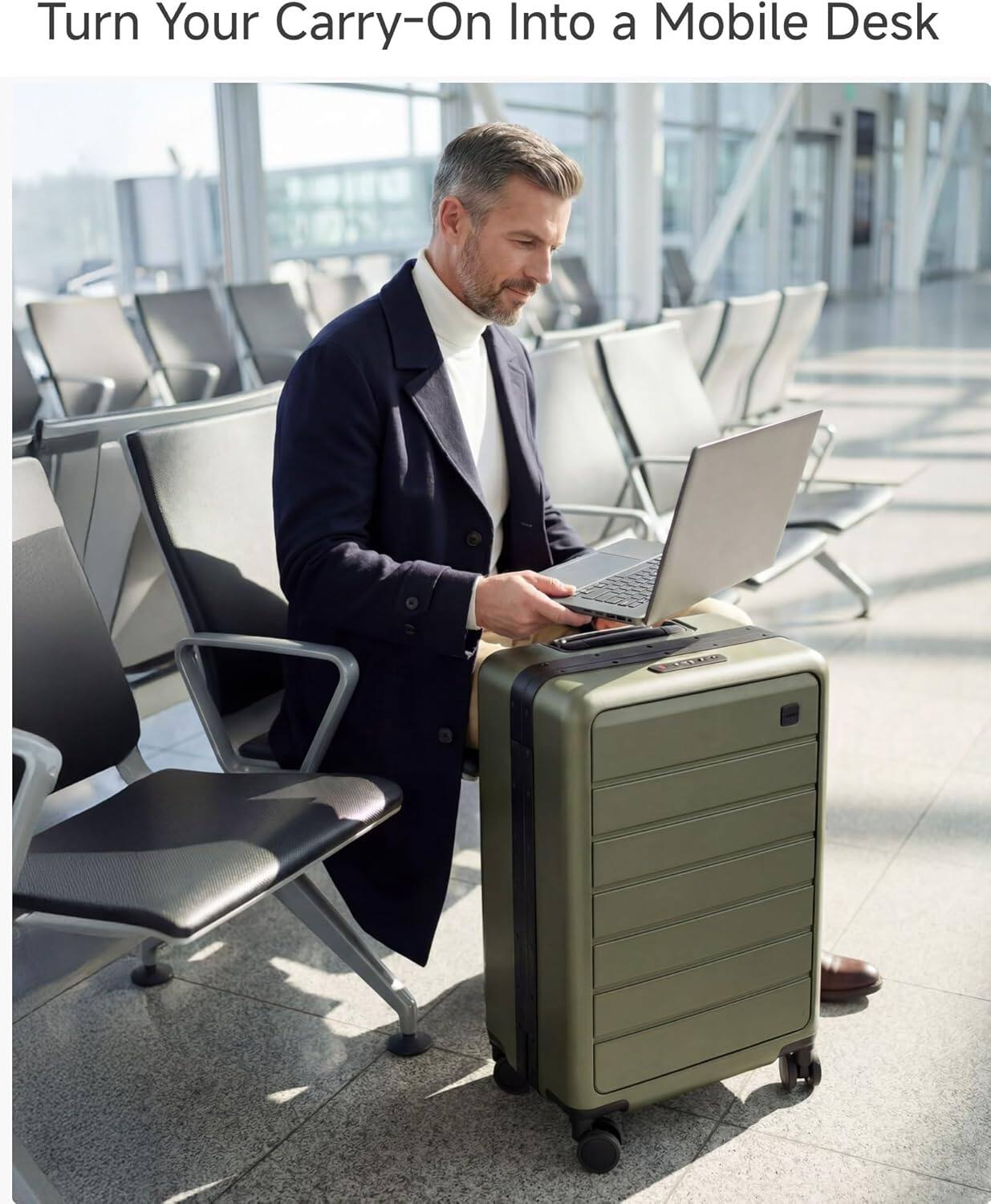 LUGGEX 21 Inch Carry On Zipperless Luggage with Front Laptop