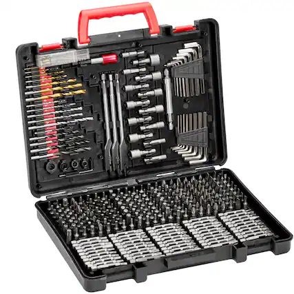 Front. VEVOR - Drill Bit Set,318 Pieces Drill and Driver Bit Set, Screwdriver Bit Set Suit Wood Metal Cement Drilling and Screw Driving - Black.