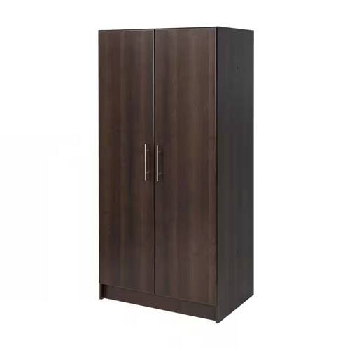 Front. SlickBlue - Wooden Bedroom Armoire Wardrobe Cabinet with Hanging Rail for Clothes Storage - Brown.