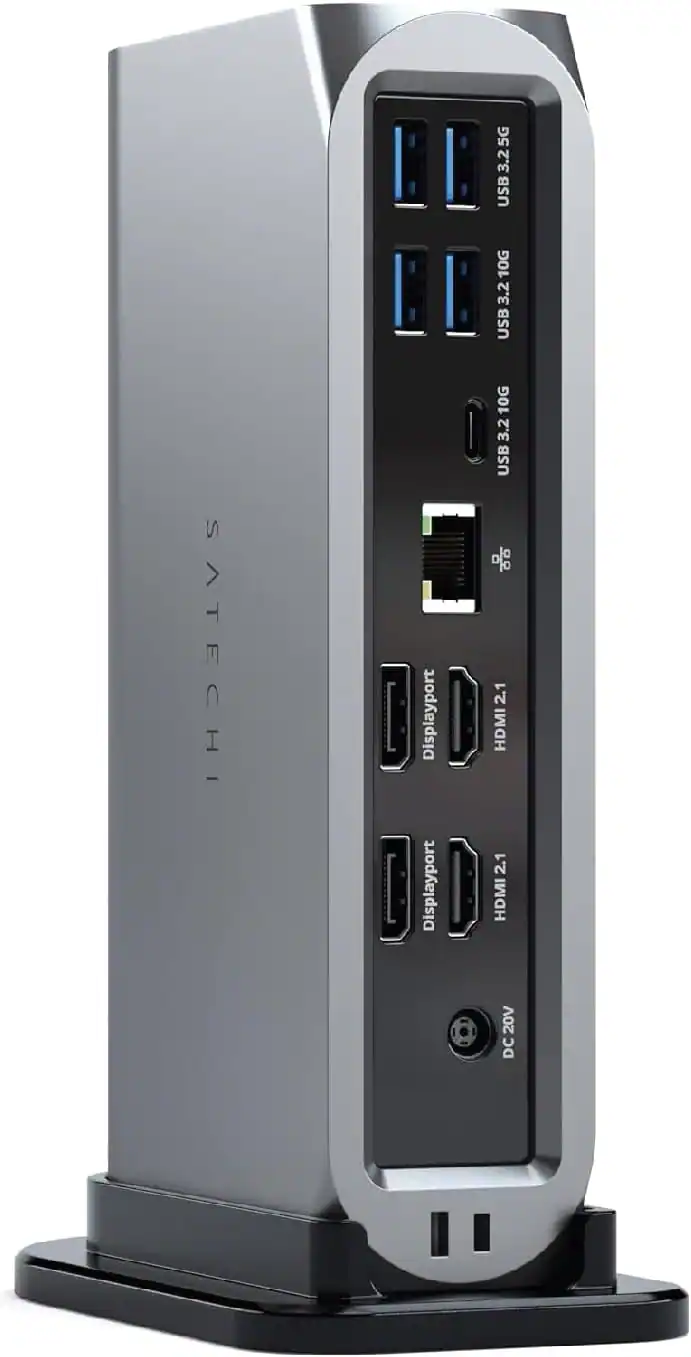 Satechi - Thunderbolt 4 Multimedia Pro Dock-2 DisplayPort, 2 HDMI, USB C, 5 USB A Port, Micro/SD, Audio, Ethernet Docking Station - Space Gray