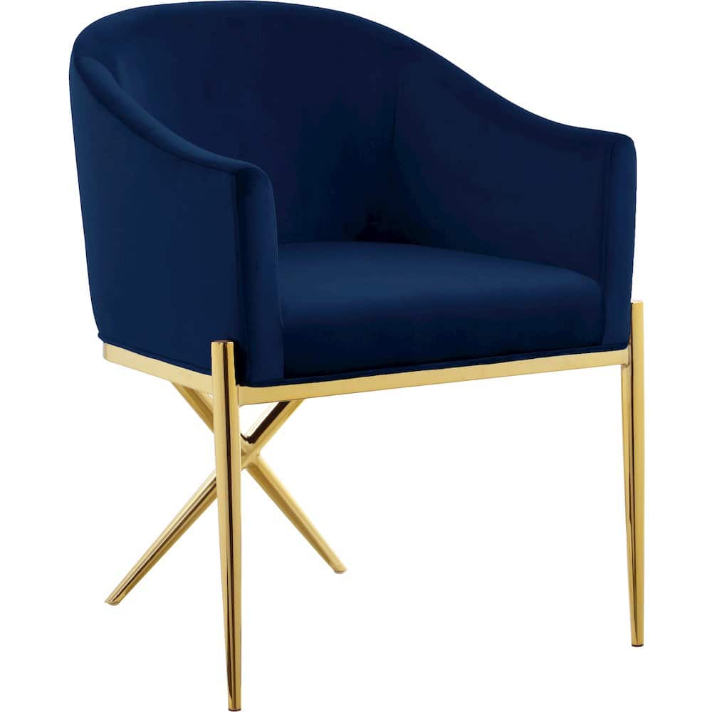 Meridian Furniture - Xavier Navy Velvet Dining Chair - Blue