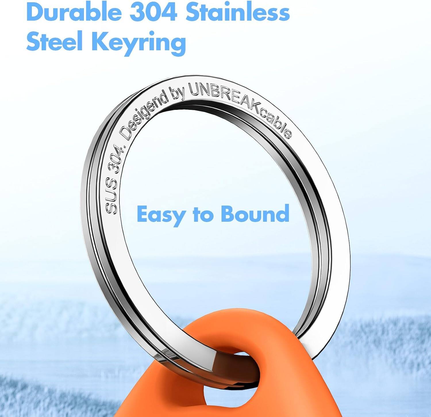 Durable 304 Stainless Steel Keyring by UNBREAKable  
Easy to Bound