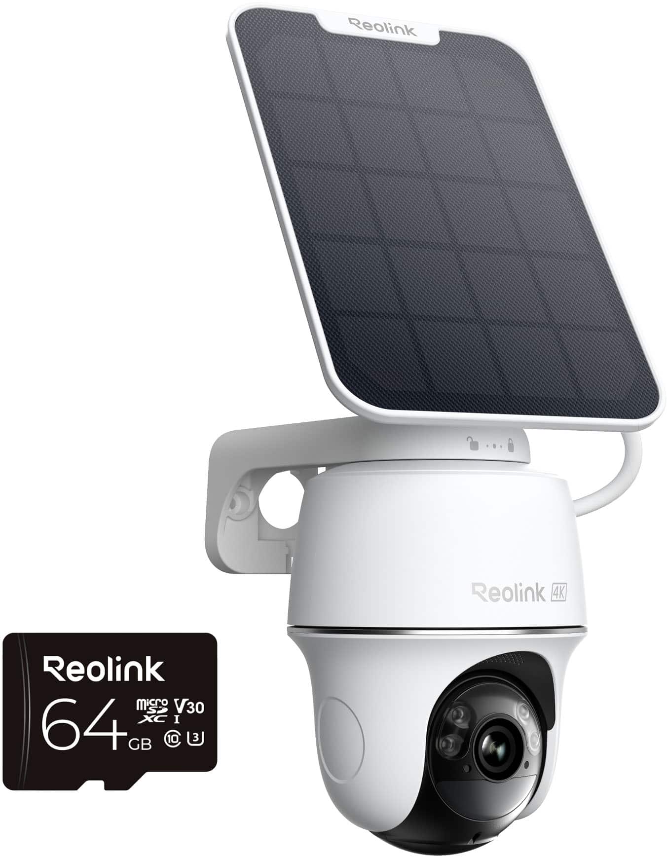 Reolink - Argus Series B440 4K 8MP Solar Outdoor Wireless Wi - Fi Auto Pan Tilt Security Camera with 64GB SD - White - Front_Zoom