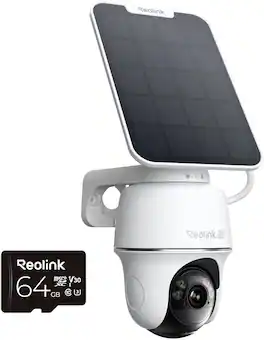 Reolink - Argus Series B440 4K 8MP Solar Outdoor Wireless Wi - Fi Auto Pan Tilt Security Camera with 64GB SD - White