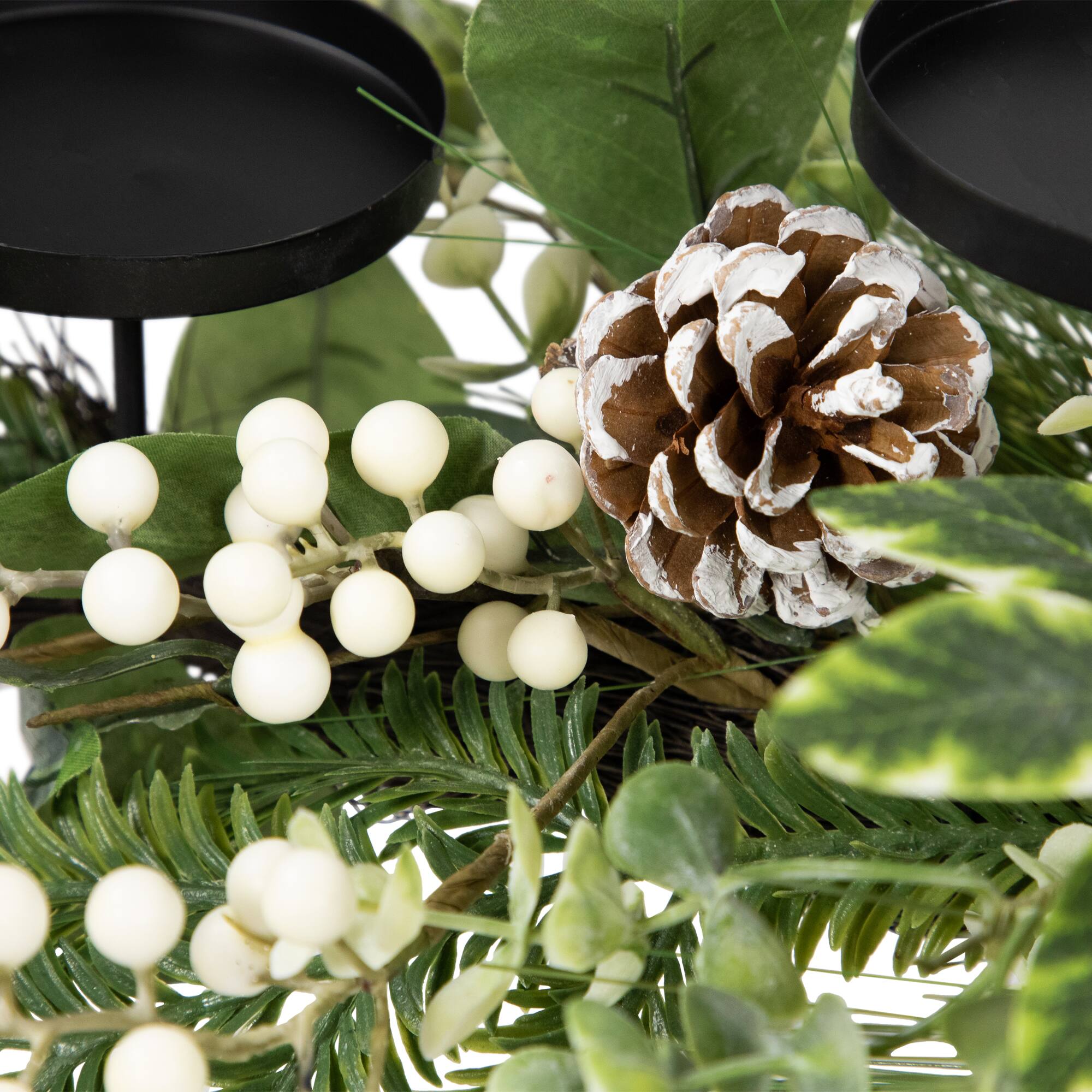 Alt View 7. Northlight - Berries and Eucalyptus Artificial Christmas Candle Holder - 42" - Green.