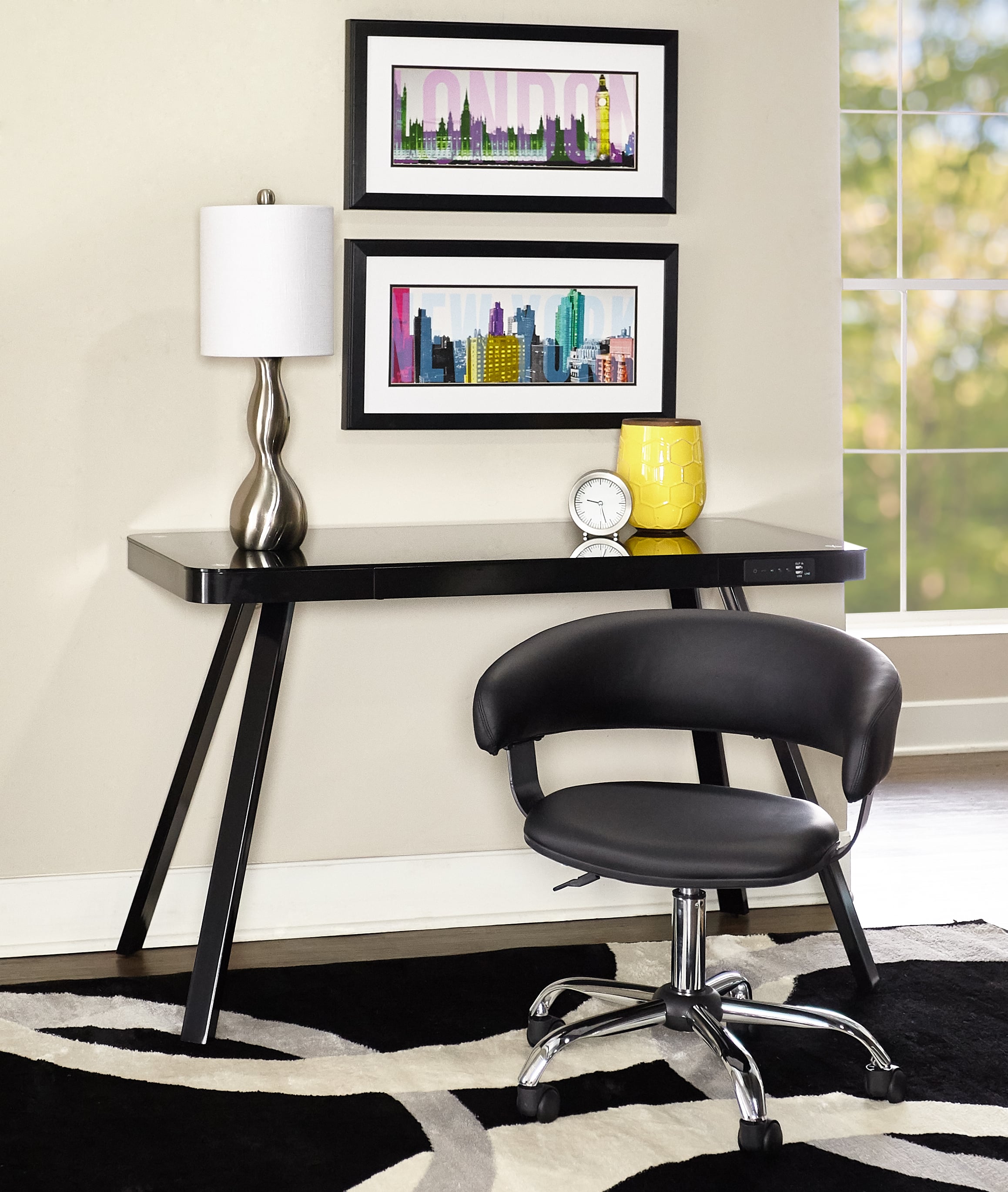 Alt View 19. Linon Home Décor - Simken Faux Leather Gas Lift Desk Chair - Black.