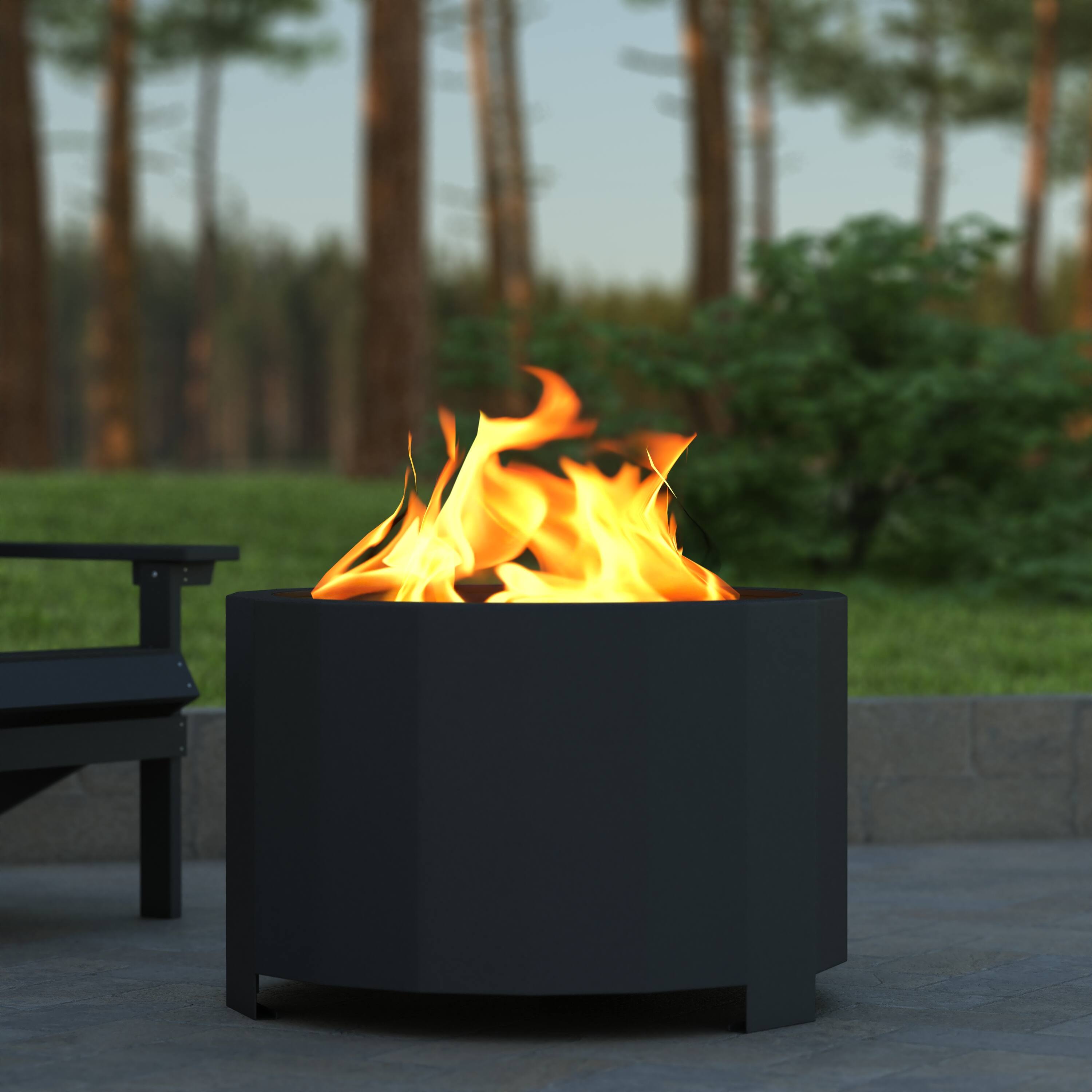 Alt View 5. Emma + Oliver - Hestia Steel Portable Smokeless Wood Burning Firepit with Waterproof Cover for Outdoor Use - Black.