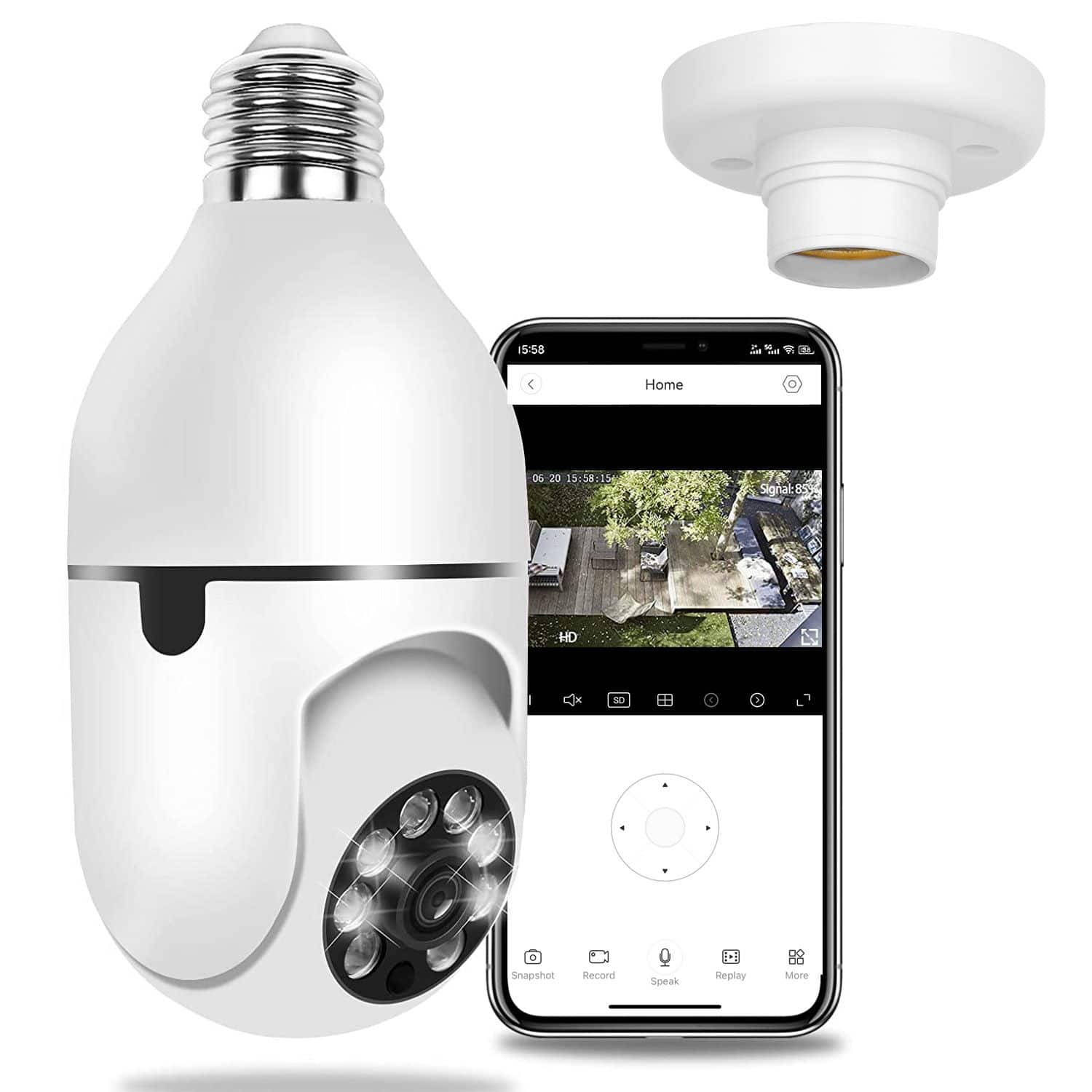 Tiramisubest - E27 WiFi Bulb Camera 1080P FHD WiFi IP Pan Tilt Security Surveillance Camera