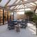 Back. Famapy - HDPE Outdoor Dining Table with Umbrella Hole & Cap-Solid Panel Patio Table for 8 People Weatherproof & Low Maintenance - Navy blue.
