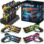 - SAP bcp RECHARGEABLE PRODUCTS - UURUTE L'ASER TAG SET ........ COMES WITH A SET OF 4 BLASTERS RECHARGEABLE WITH CHARGING STATION ages 8+ 2-4 players NMT - antice NE nos VO N WOn - nr 2 - a N At nnner - - W L a - E 29 AMACN AAANSES m a SASR - - NOER