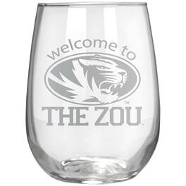 Great American Products - Missouri Tigers Etched 17oz. Rally Cry Stemless Wine Glass - Multicolor