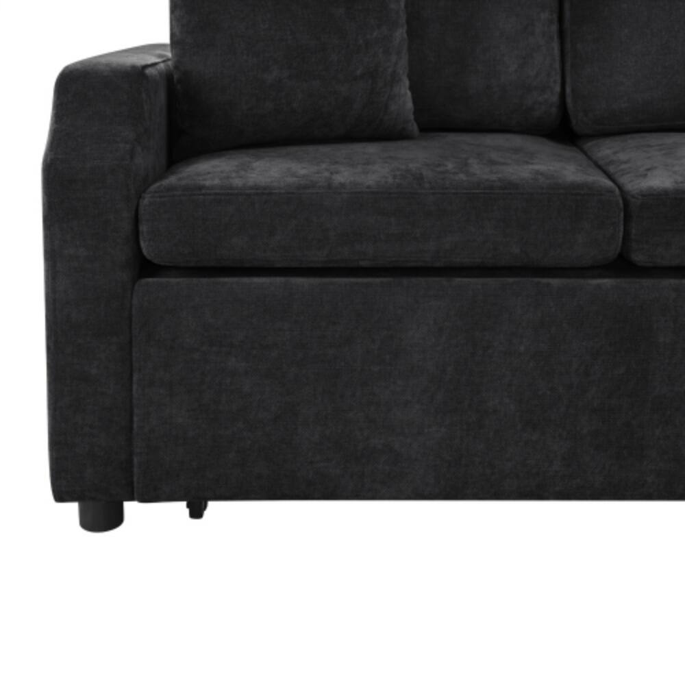 Alt View 7. LUCKY ONE - 81.9" L-Shaped Sectional Sofa Bed w/ Pull-Out Sleeper & Hidden Storage Compartment - Black.