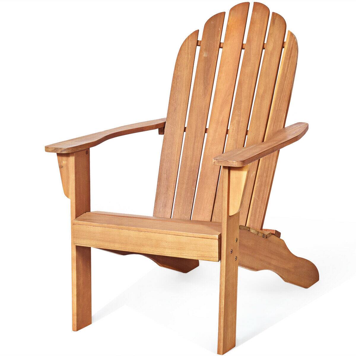Alt View 3. Gymax - Gymax 2PCS Wooden Classic Adirondack Chair Lounge Chair Outdoor Patio Natural - Natural.