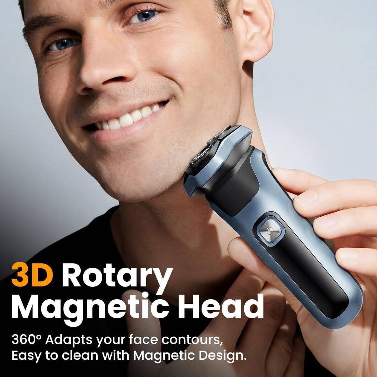 3D Rotary Magnetic Head  
360° Adapts your face contours, Easy to clean with Magnetic Design.
