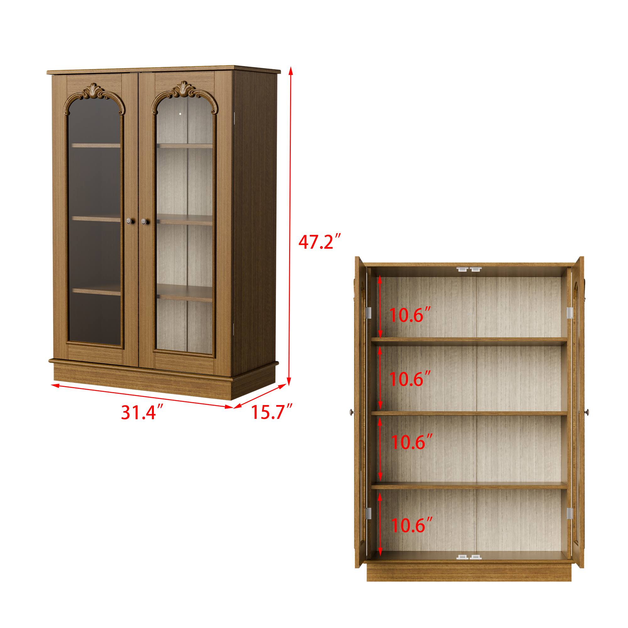 H: 47.2", W: 31.4", D: 15.7", Shelf: 10.6"
