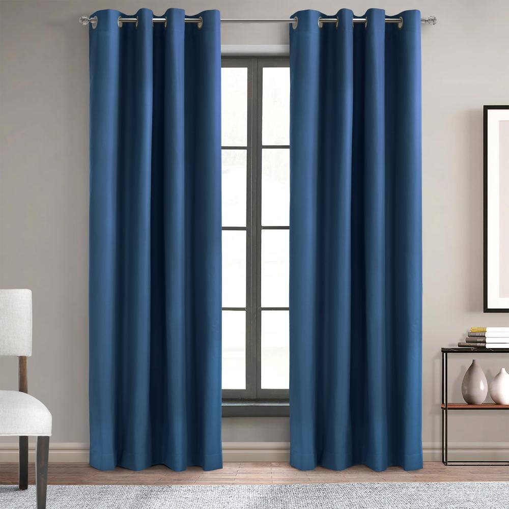 Angle. Commonwealth Home Fashions - Thermaplus Alpine Blackout Premium Stylish and Functional Grommet Curtain Panel 52" x 108" Navy - Navy.