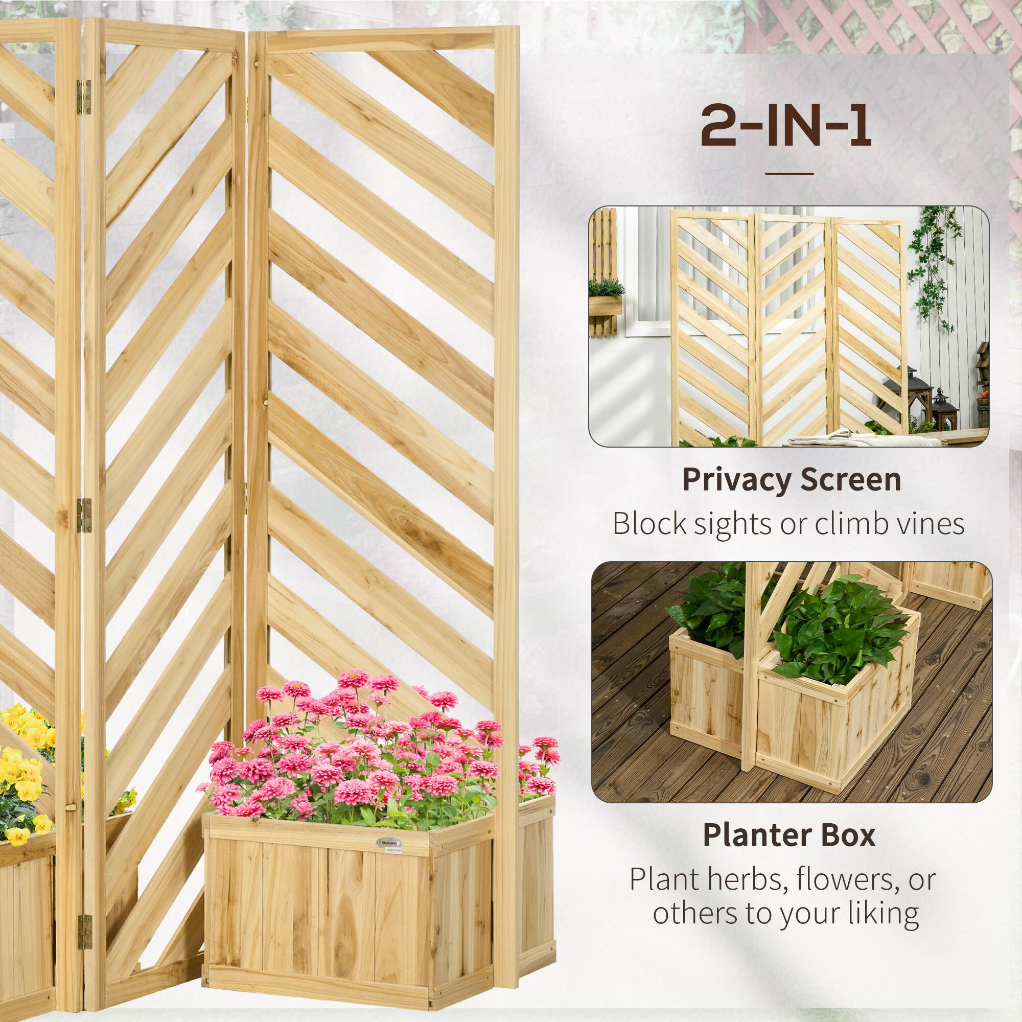 2-IN-1

Privacy Screen  
Block sights or climb vines

Planter Box  
Plant herbs, flowers, or others to your liking