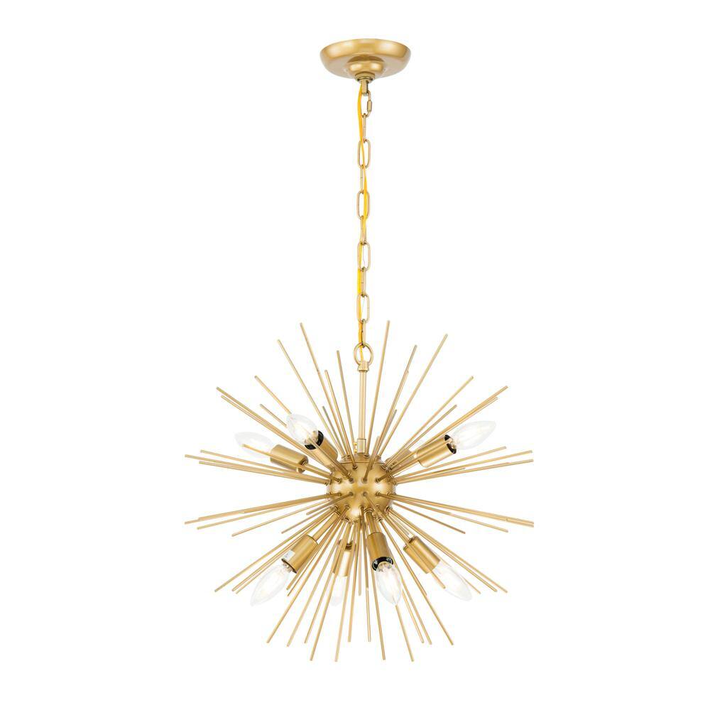 Alt View 10. Living District - Timber 8 light Brass pendant - Brass.