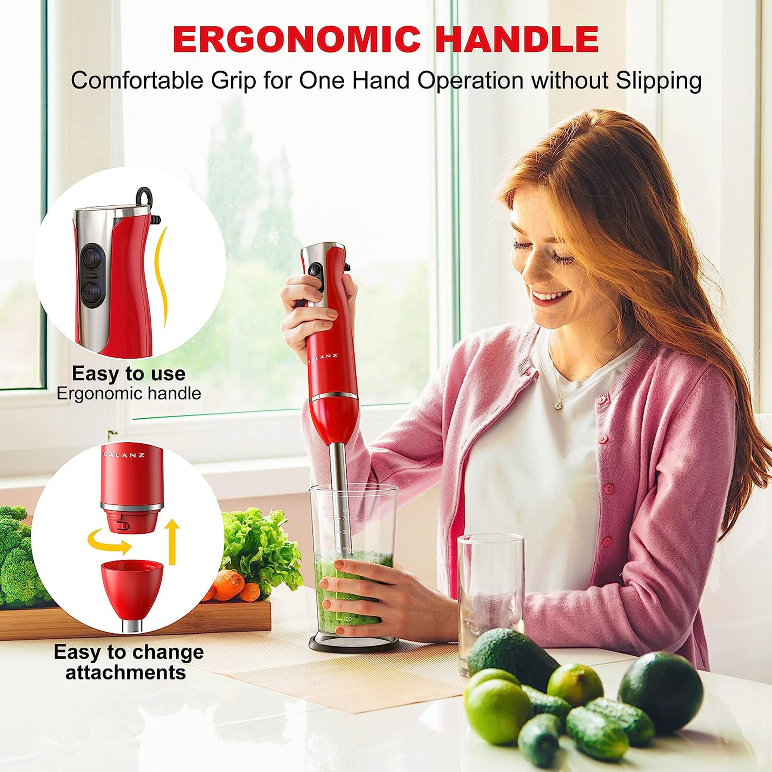 ERGONOMIC HANDLE, Comfortable Grip for One Hand Operation without Slipping, Easy to use, Ergonomic handle, Easy to change attachments