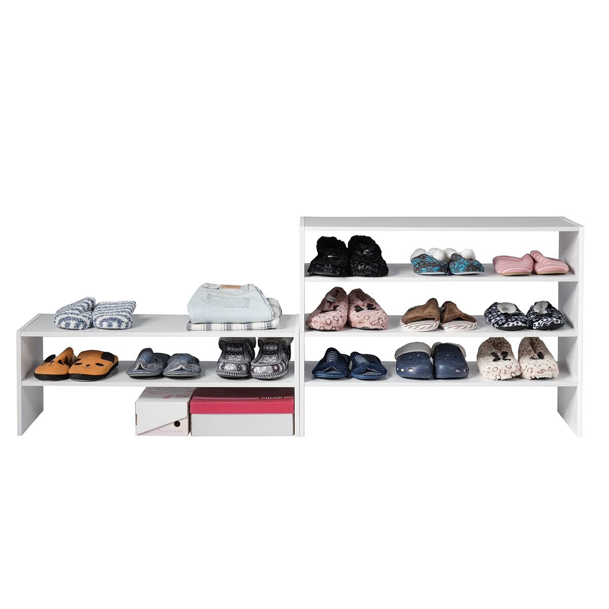 Alt View 20. Costway - 3 PCS Stackable Shoe Rack 31-Inch Horizontal Organizer 2-tier StorageShelf White - White.