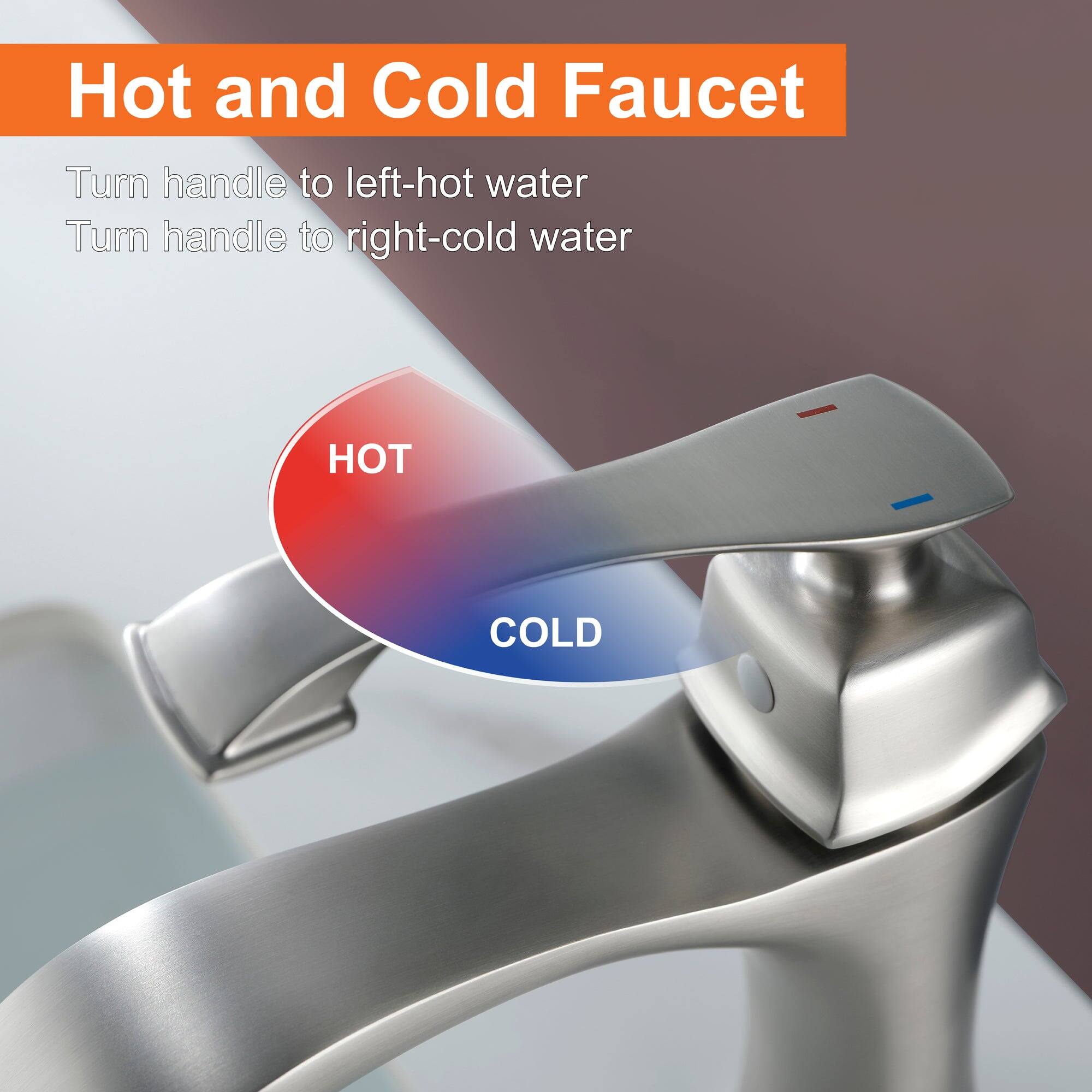 Hot and Cold Faucet

Turn handle to left - hot water  
Turn handle to right - cold water  

HOT  
COLD