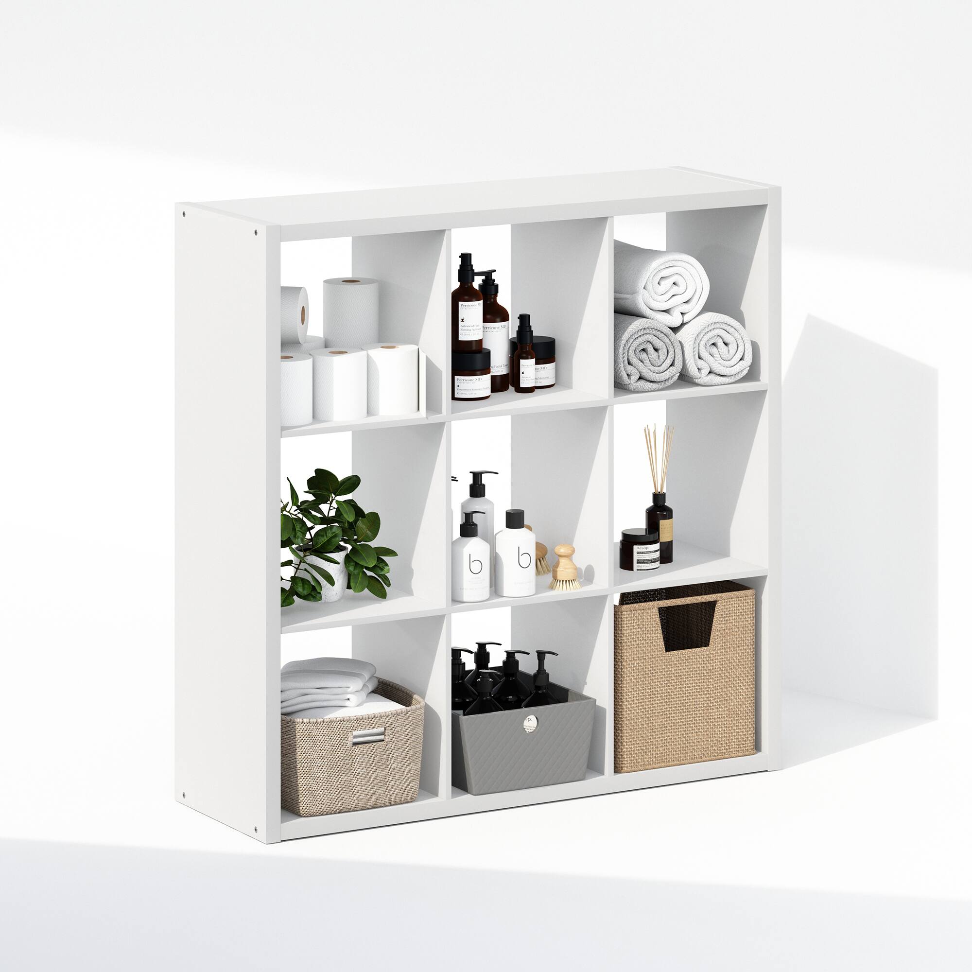 Alt View 3. Furinno - Cubic Open Back Multipurpose Clothing & Closet Storage Organizer Shelf, 9-Cube - White.