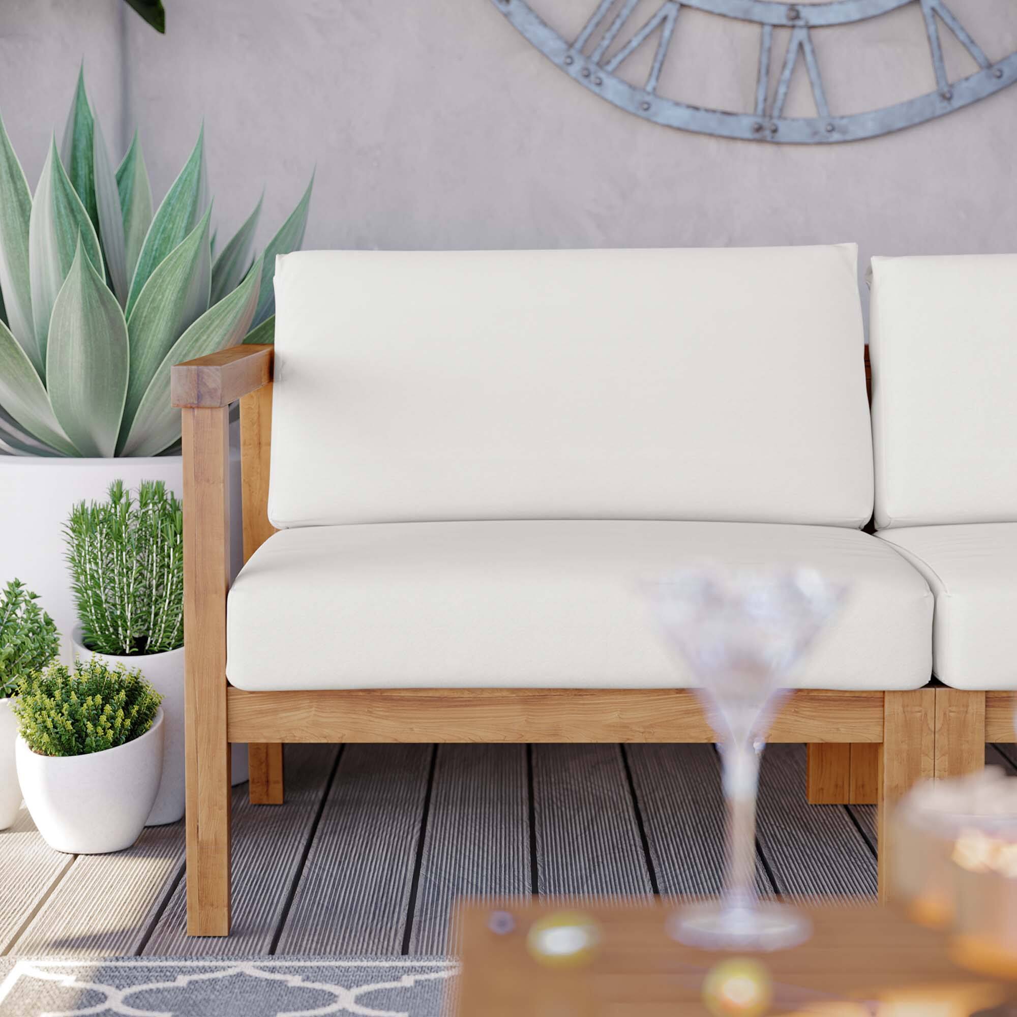 Alt View 1. Modway - Bayport Outdoor Patio Teak Wood 2-Seater Loveseat by Modway - Natural White.