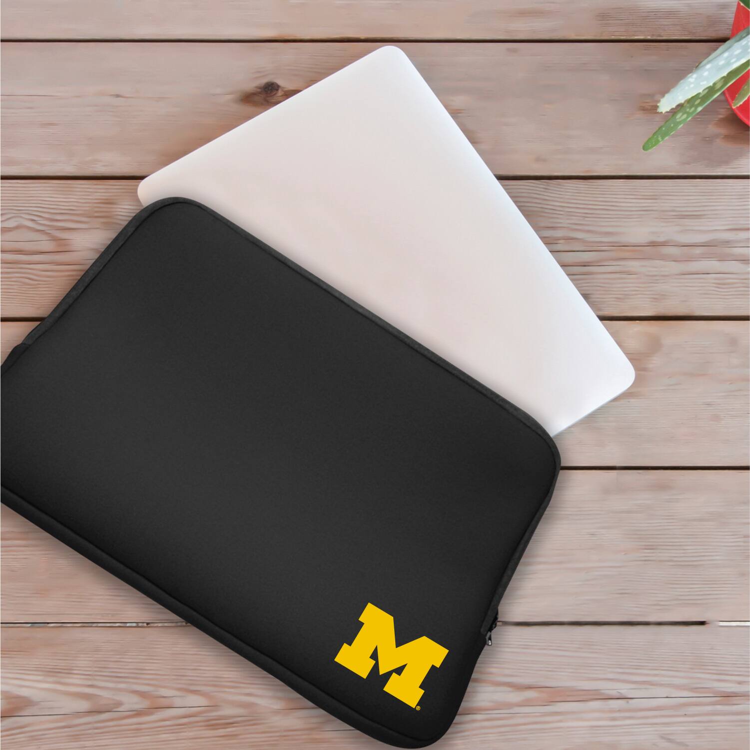 Alt View 2. OTM Essentials - Black Michigan Wolverines Vertical Soft Sleeve Laptop Case - 14" - Black.